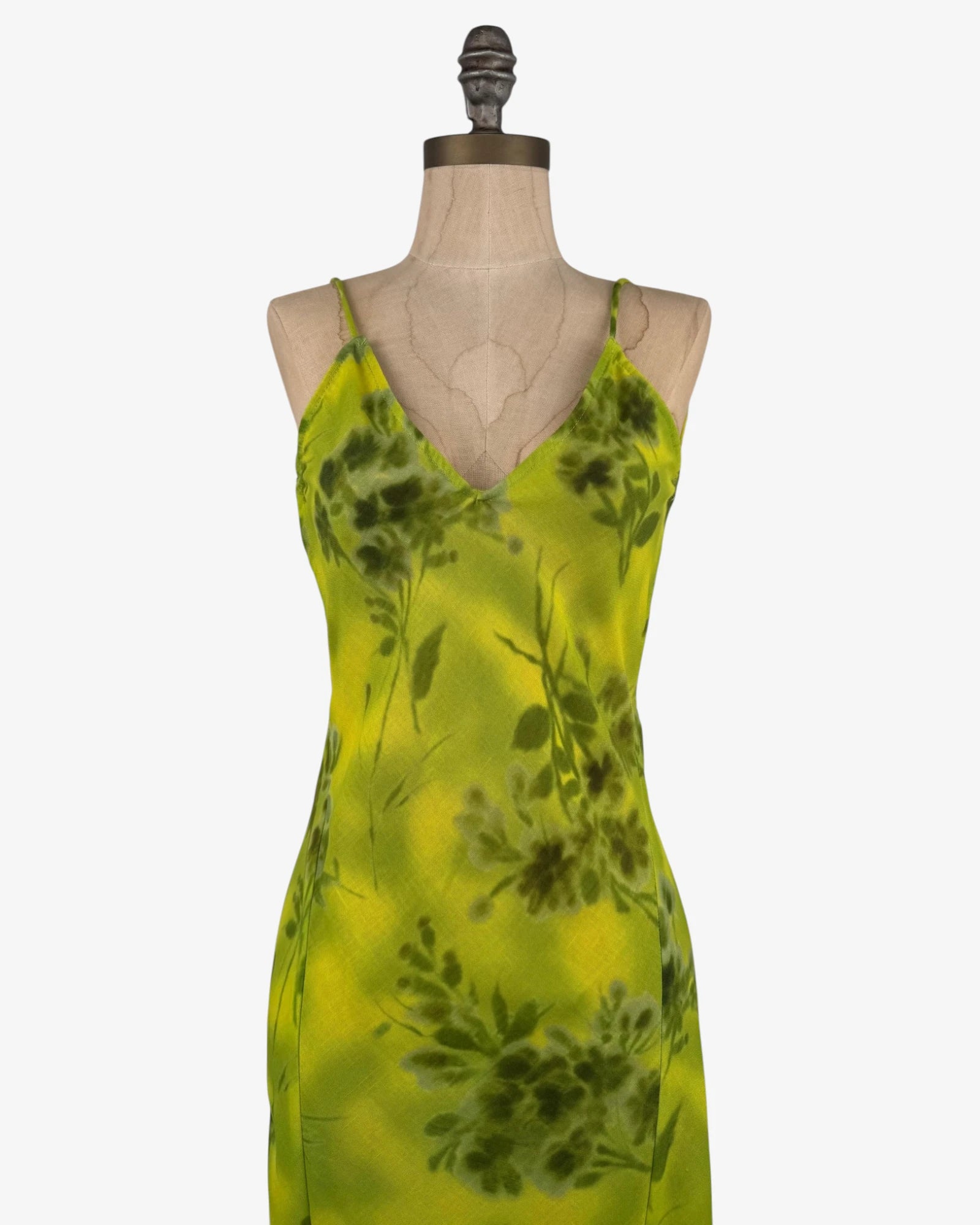 Vestido largo lino verde limón