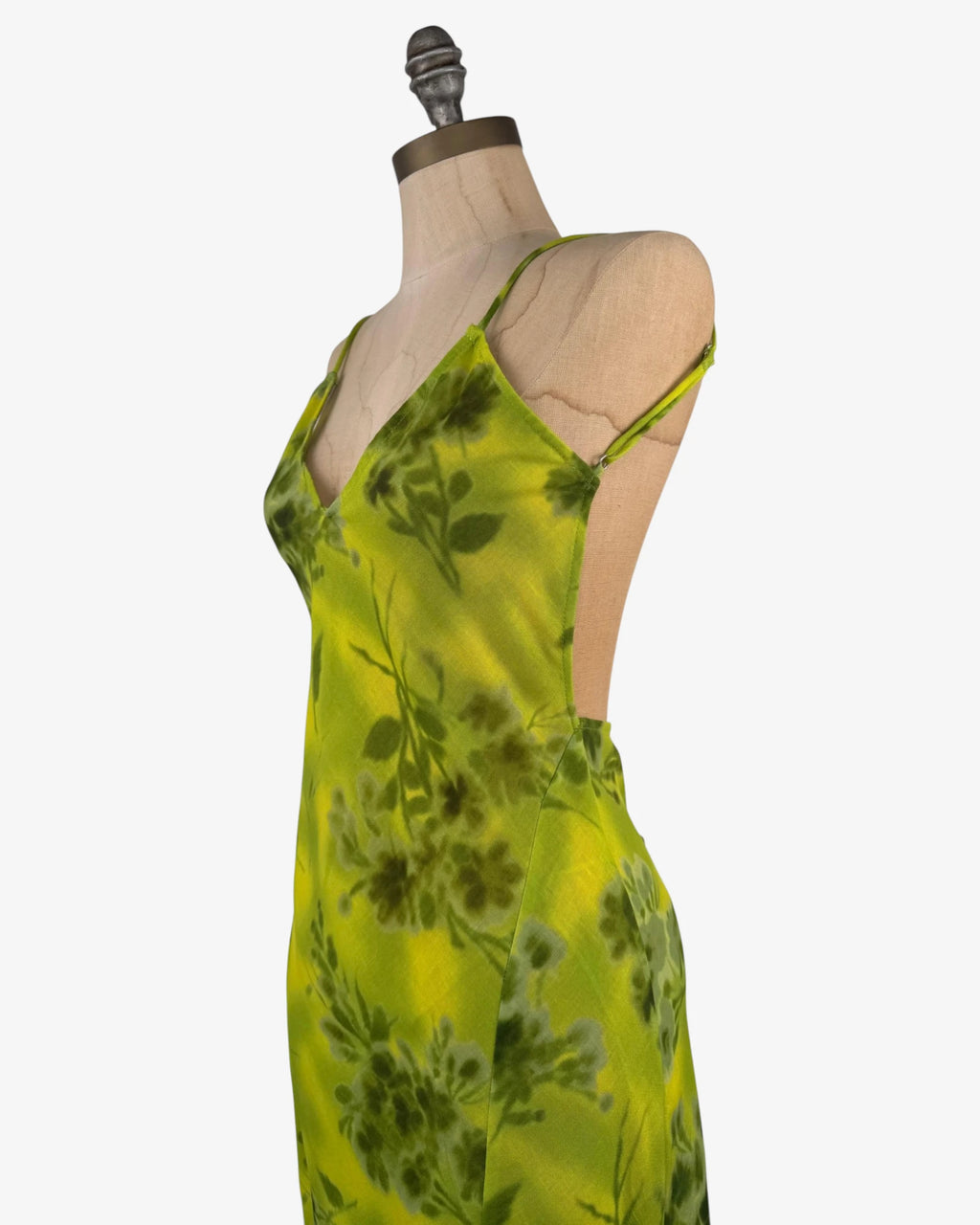 Vestido largo lino verde limón