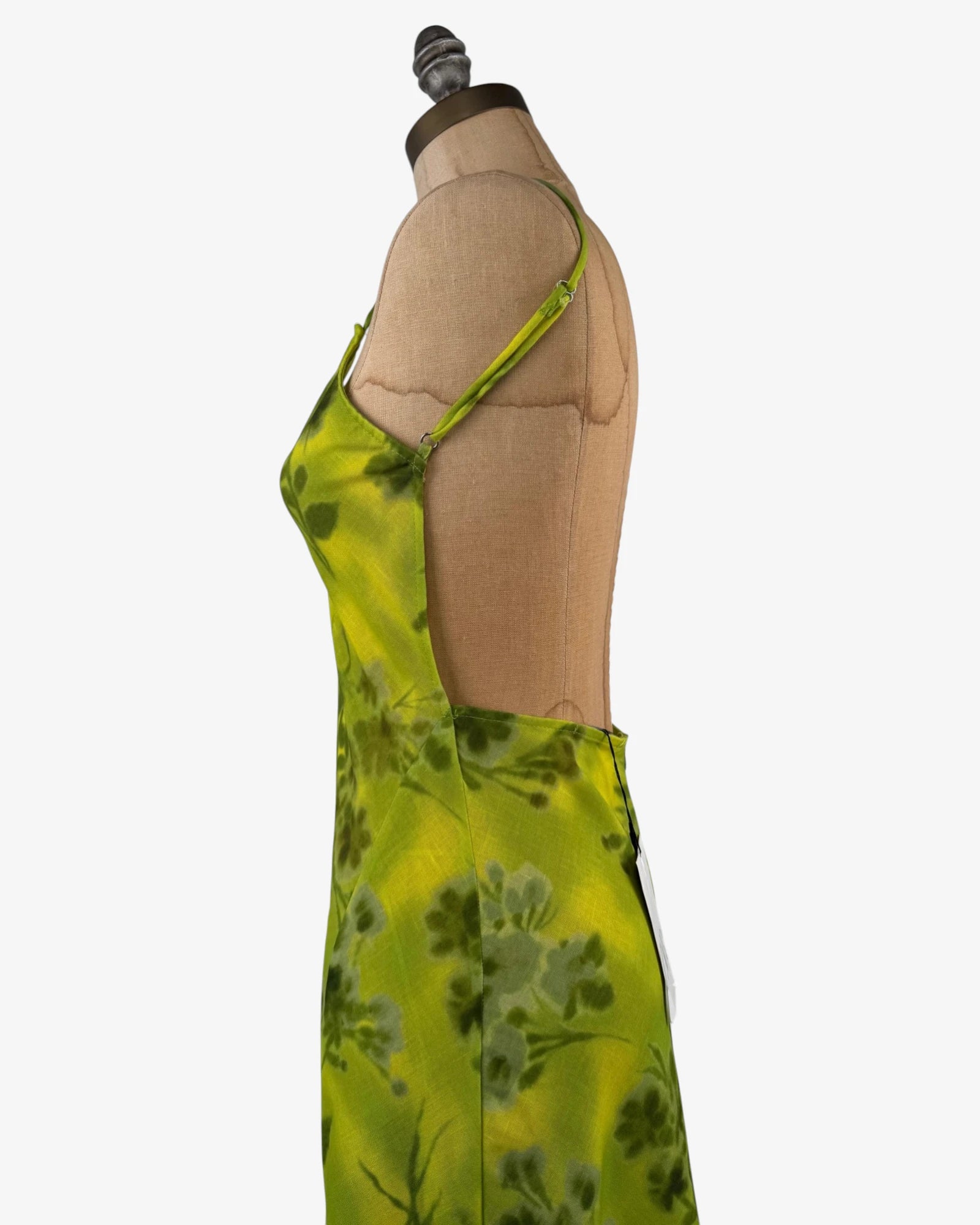 Vestido largo lino verde limón