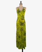 Vestido largo lino verde limón