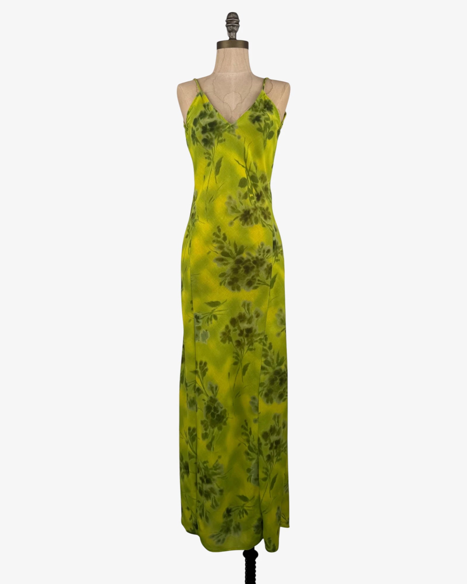 Vestido largo lino verde limón