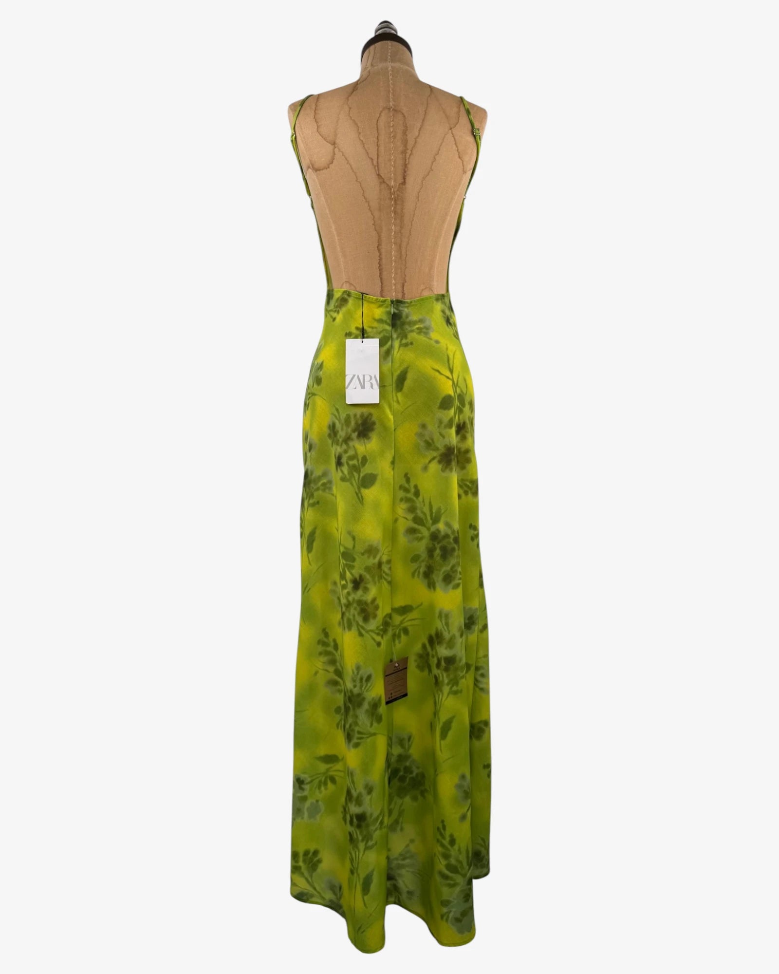 Vestido largo lino verde limón