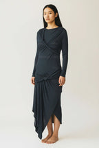 Vestido largo gris azulado